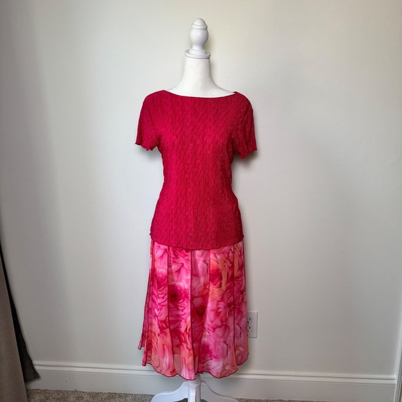 connected apparel Dresses & Skirts - 90s Y2K Fairycore Pink Floral 2 Piece Skirt Set Connected Apparel Size M
